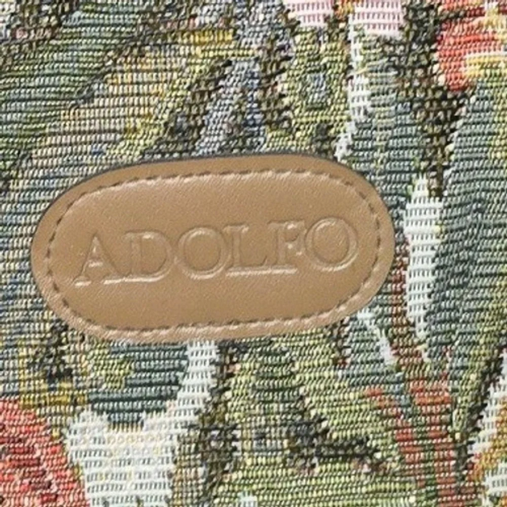 Adolfo Vintage Tapestry Duffel Bag Floral Garden Travel Set‎ with Matching Pouch